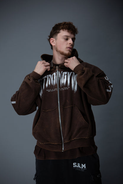 Legion zip up hoodie brown